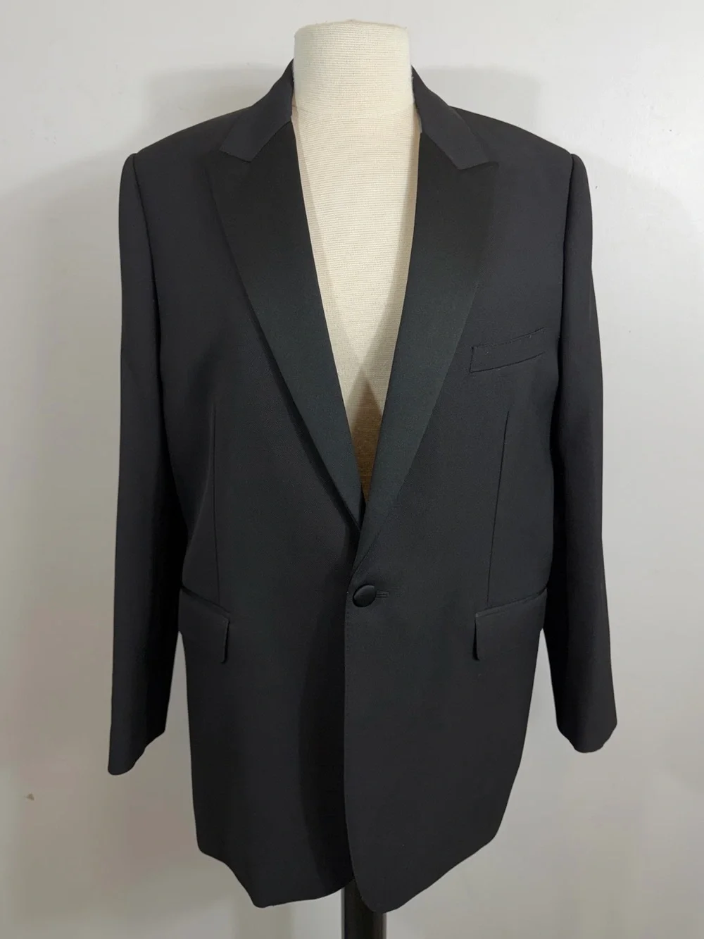 Celine Paris Tuxedo Blazer Black Wool Satin Lapel Size 42 Made Italy